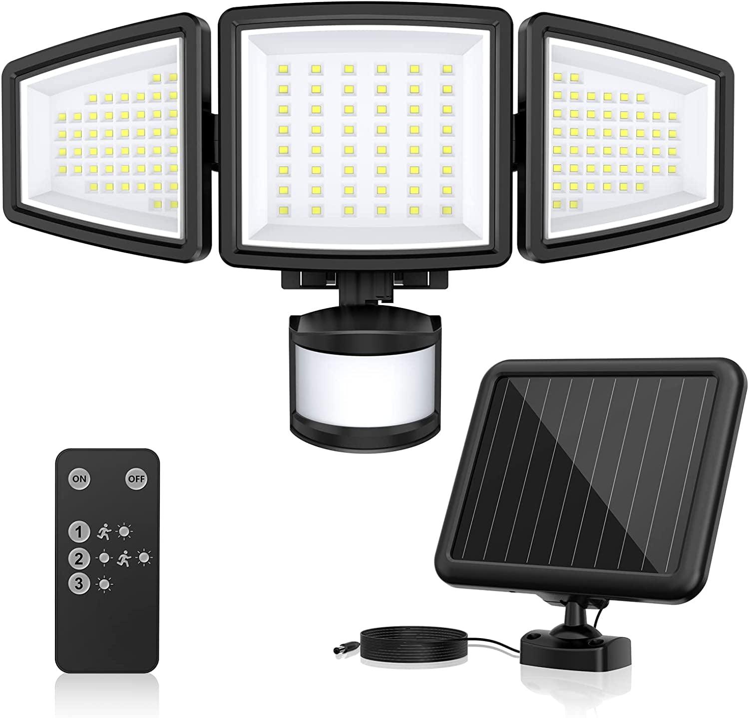 Three-Head Rotatable Solar Motion Sensor Flood Light